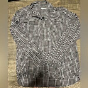 Columbia Gray and White Plaid Shirt